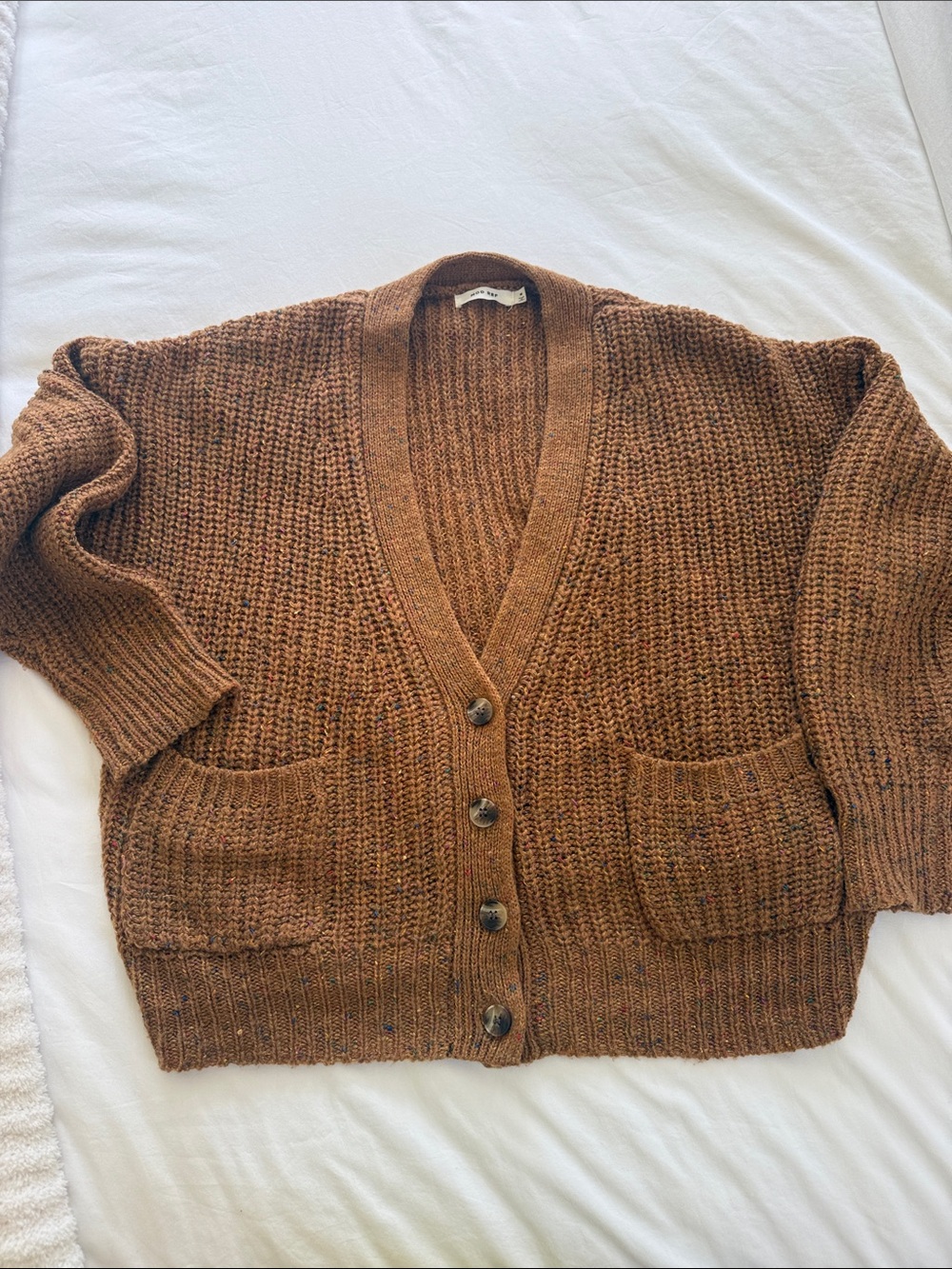 Mod Ref Chunky Brown Button-Front V-Neck Cardigan